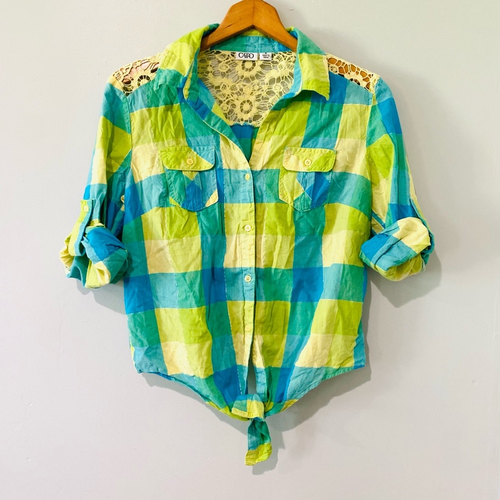 Cato Plaid Crop Top Medium